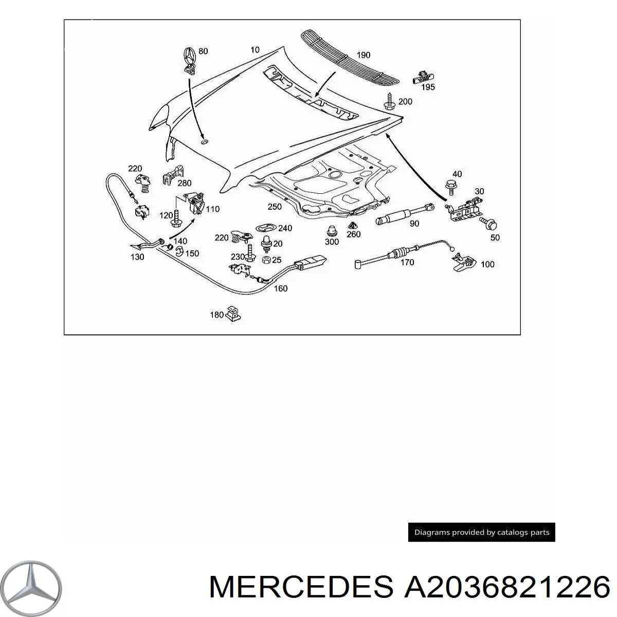 A2036821226 Mercedes Isolamento de ruído da capota