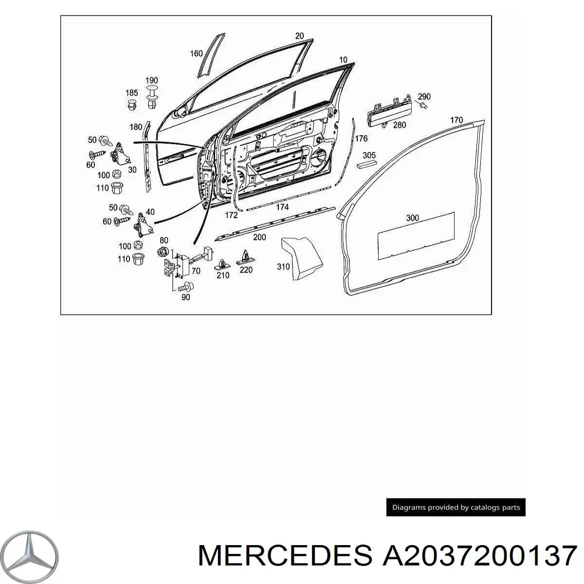 Gozno da porta dianteira esquerda Mercedes A2037200137 preço, a partir de 69,58 USD