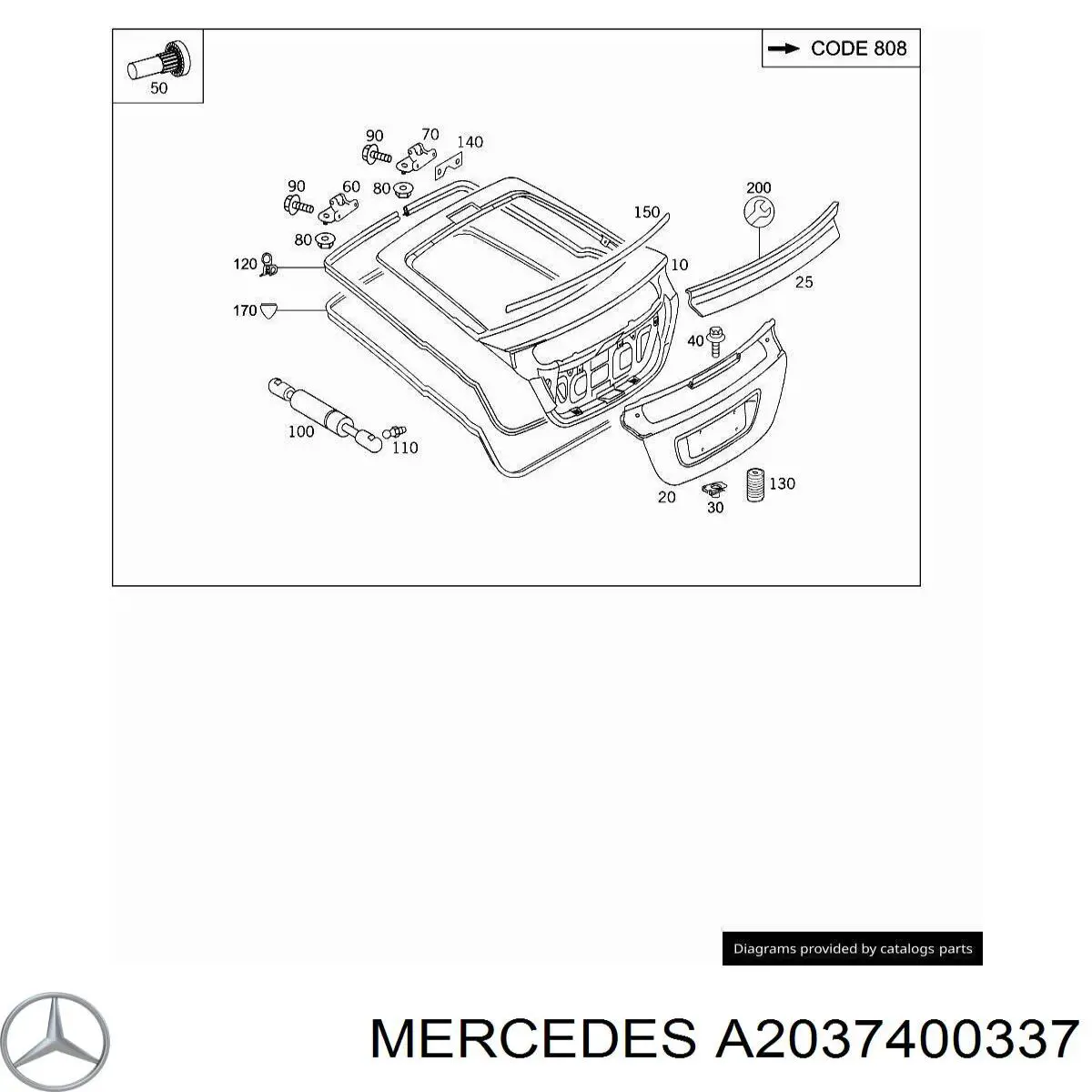 Gozno da porta traseira (de 3º/5º bagageiro) Mercedes A2037400337 preço, a partir de 142,28 USD