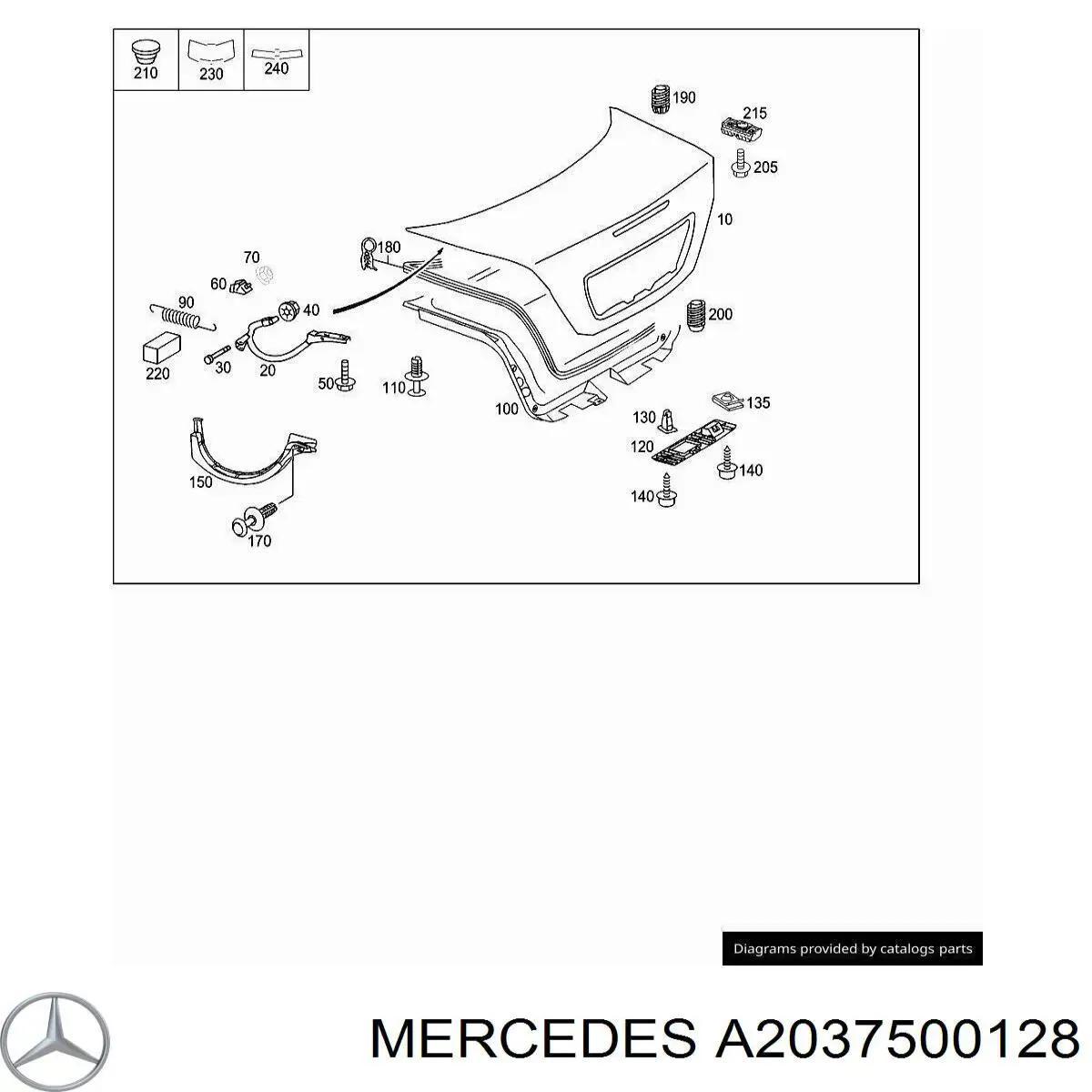 A2037500128 Mercedes Gozno de tampa de porta-malas
