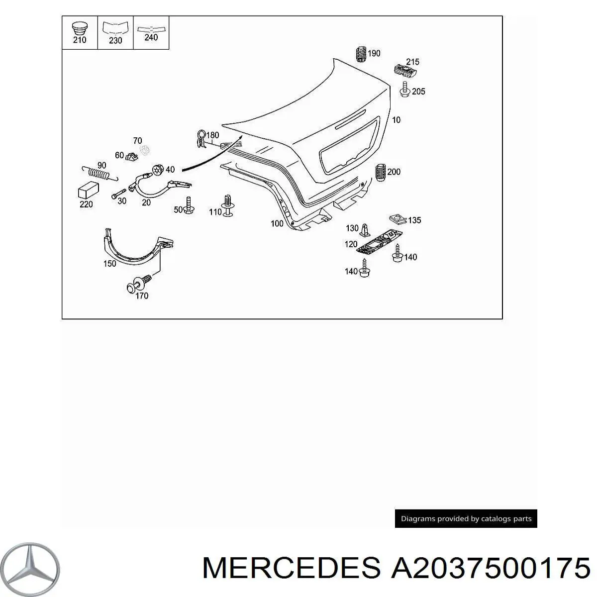 2037500675 Mercedes Tampa de porta-malas