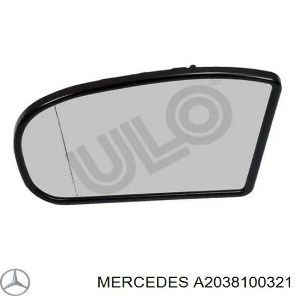 A2038100321 Mercedes Elemento espelhado do espelho de retrovisão esquerdo