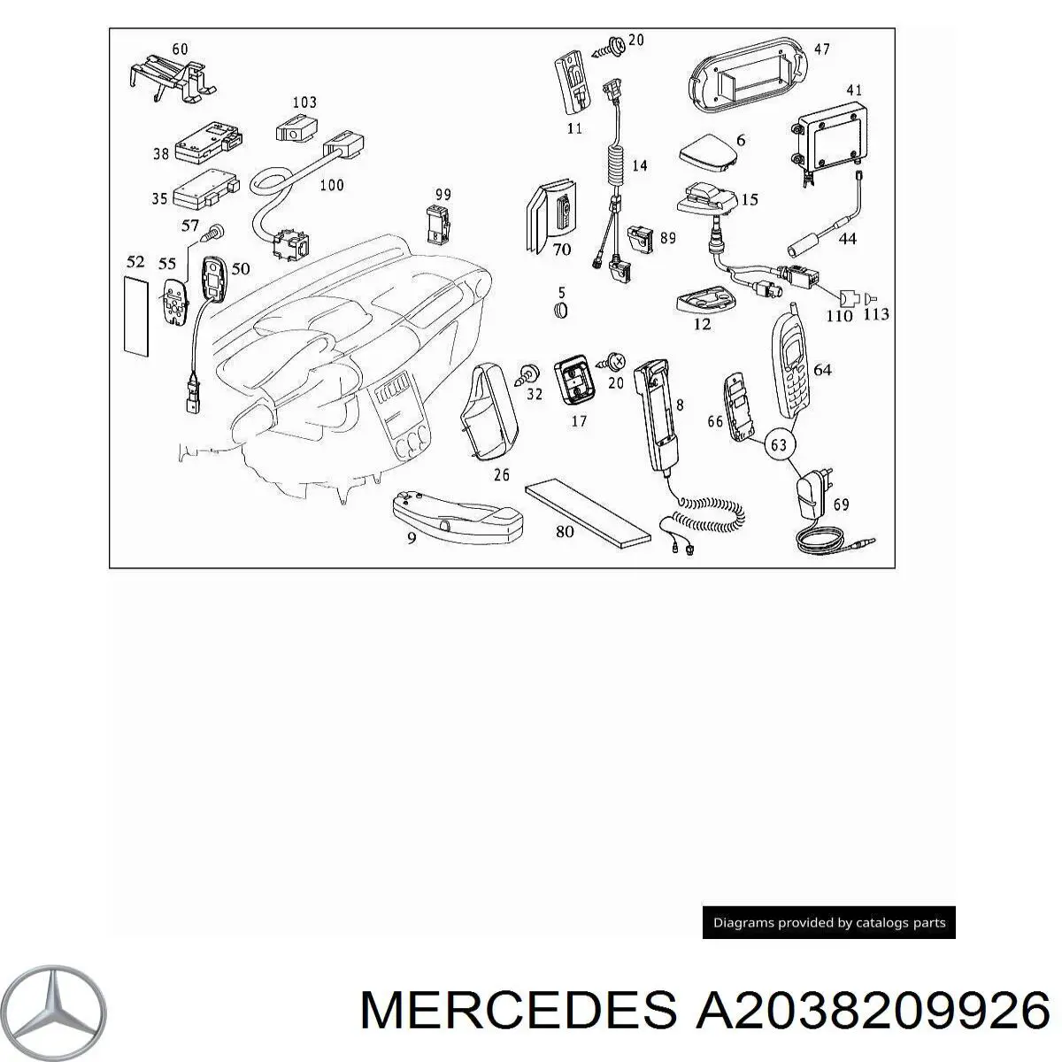 Unidade de controlo de telefone Mercedes A2038209926 preço, a partir de 37,46 USD