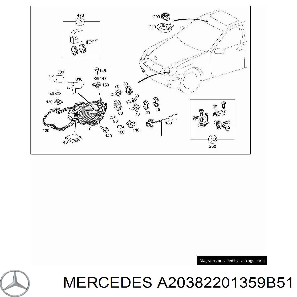 A20382201359B51 Mercedes Tampa de sensor de chuva