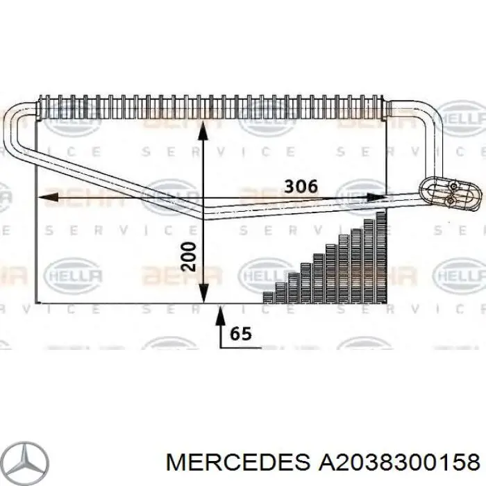 A2038300158 Mercedes Vaporizador de aparelho de ar condicionado