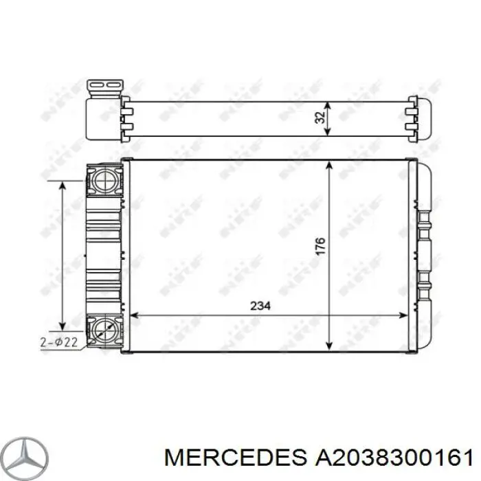 A2038300161 Mercedes Radiador de forno (de aquecedor)