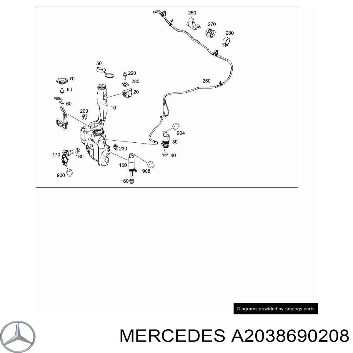 Compre A2038690208 Mercedes Tampa de tanque de fluido para lavador
