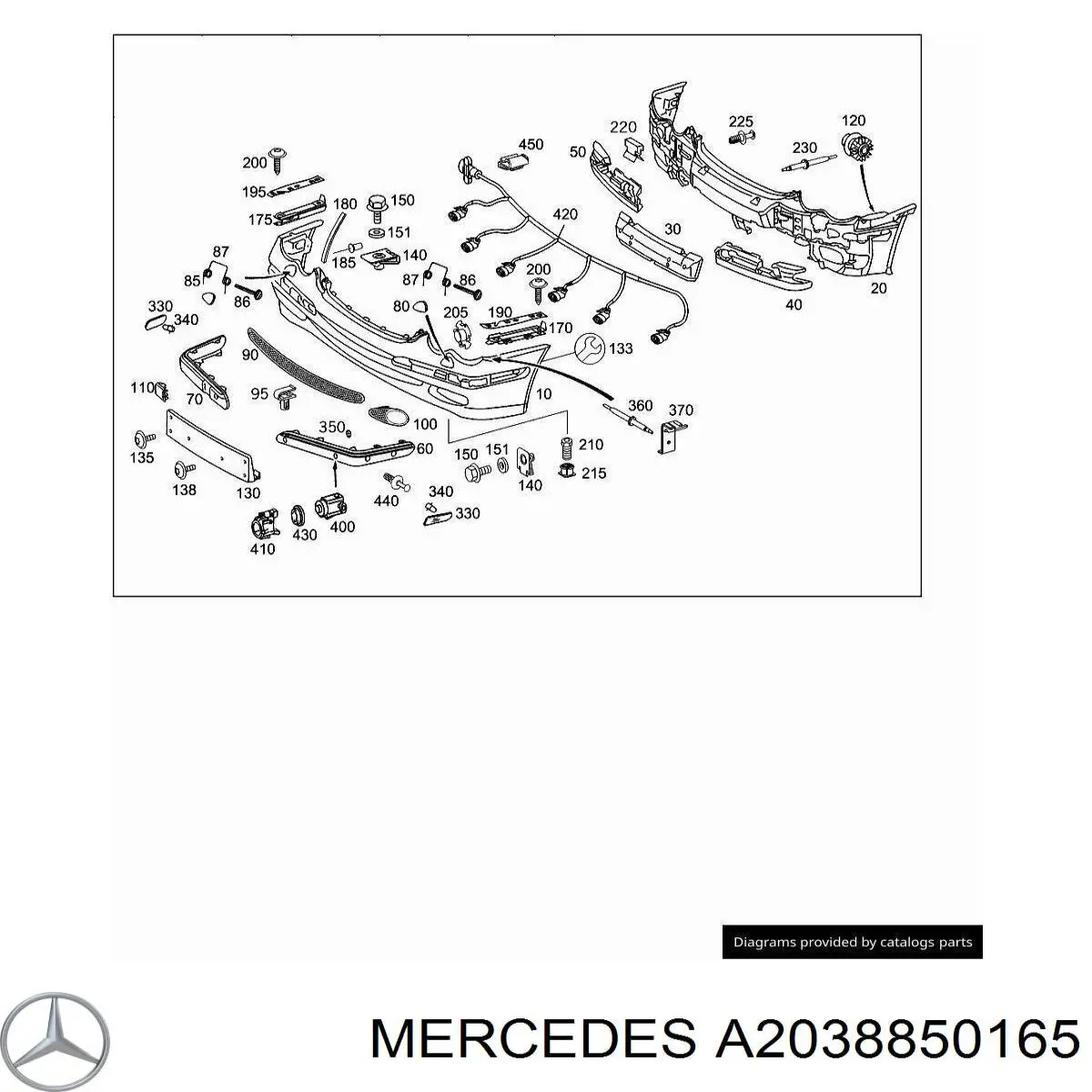 A2038850165 Mercedes Pára-choque dianteiro, parte interna