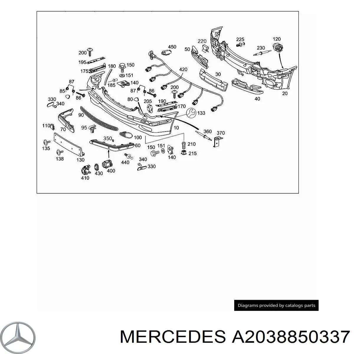 A2038850337 Mercedes Absorvedor (enchido) do pára-choque dianteiro