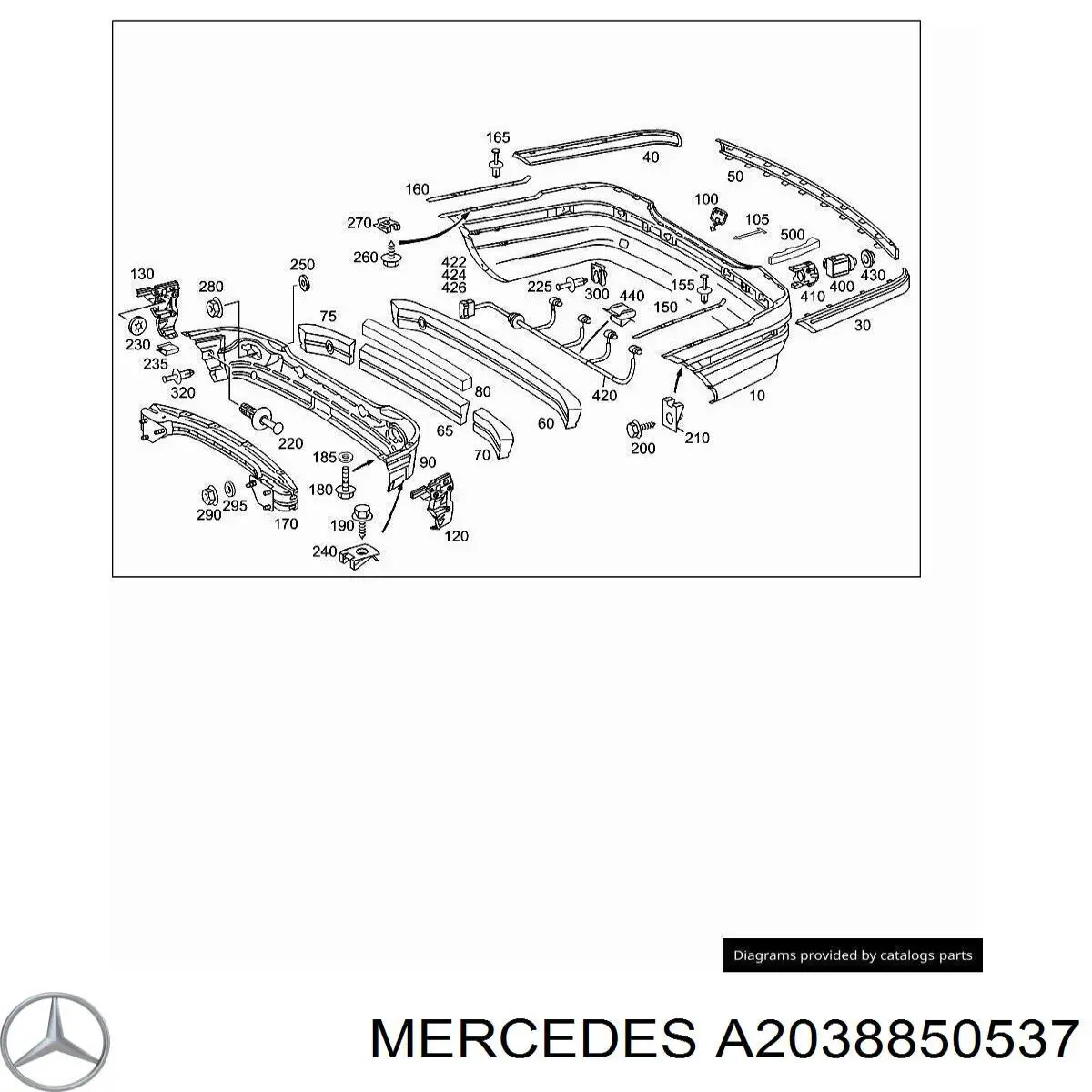 A2038850537 Mercedes Absorvedor (enchido) do pára-choque traseiro