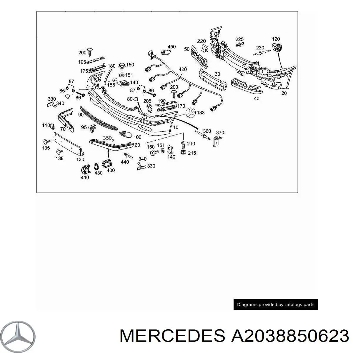 Compre A2038850623 Mercedes Grelha direita do pára-choque dianteiro
