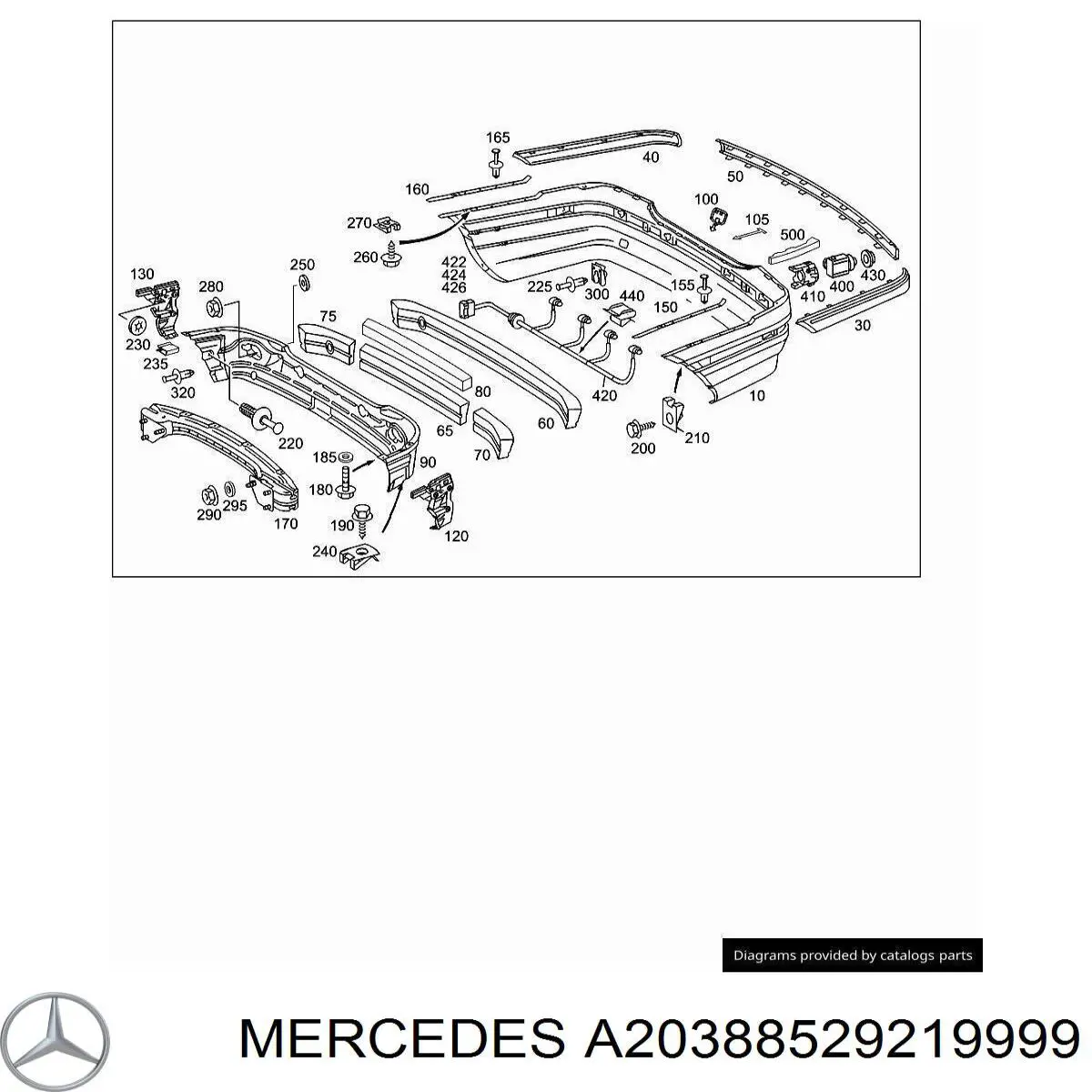 Moldura central do pára-choque traseiro Mercedes A20388529219999 preço, a partir de 55,91 USD
