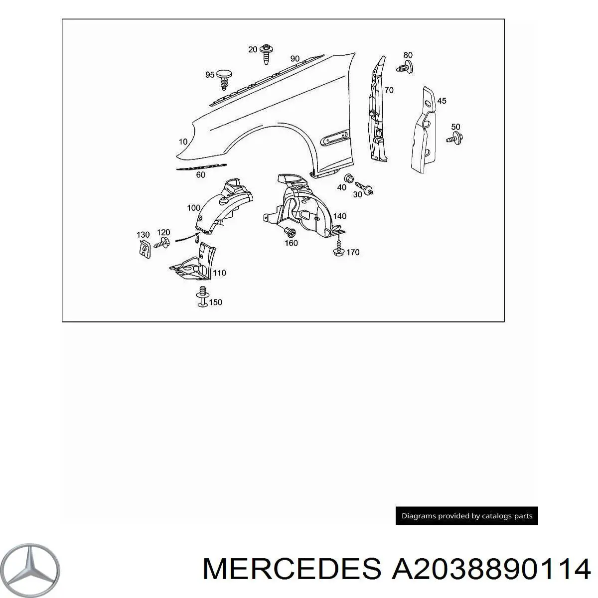 Consola dianteira de fixação do pára-lama dianteiro esquerdo Mercedes A2038890114 preço, a partir de 14,31 USD