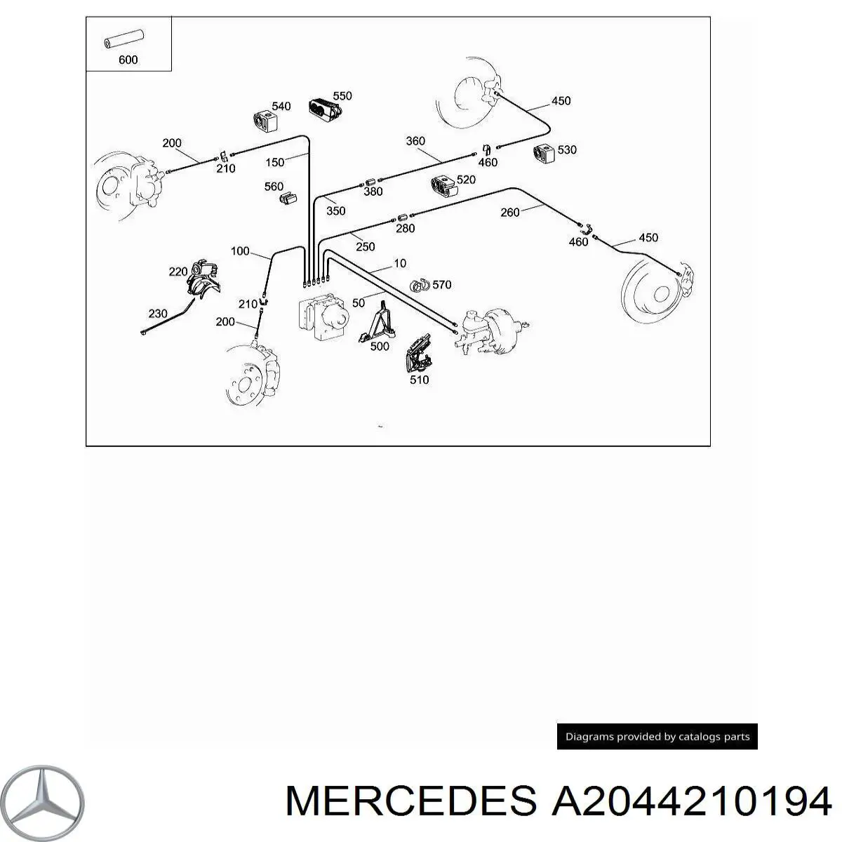 A2044210194 Mercedes Braçadeira de tubo do freio
