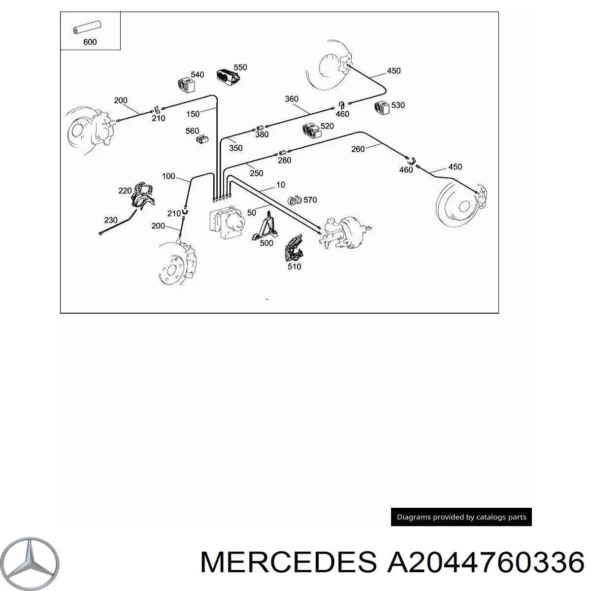 A2044760336 Mercedes Consola de fixação de tubos de freio