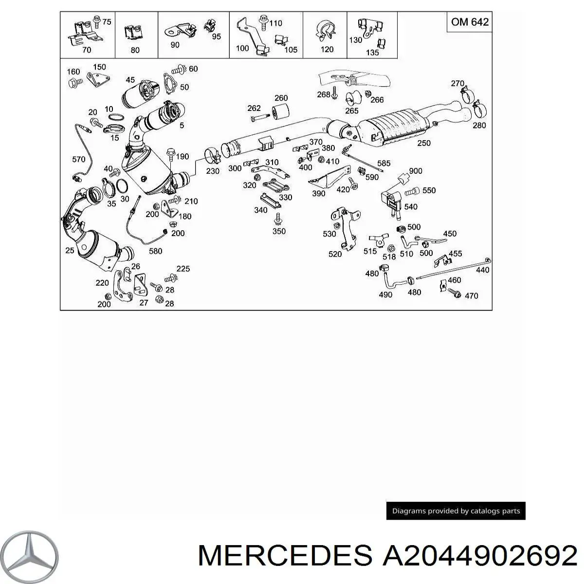A2044902692 Mercedes Filtro de partículas do sistema dos gases de escape