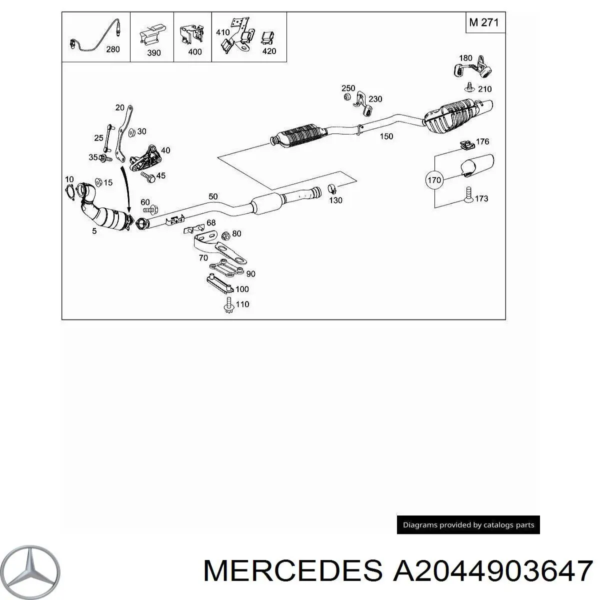 Silenciador, parte dianteira Mercedes A2044907847 preço, a partir de 561,83 USD