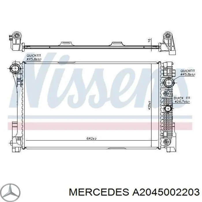 A2045002203 Mercedes Radiador de esfriamento de motor