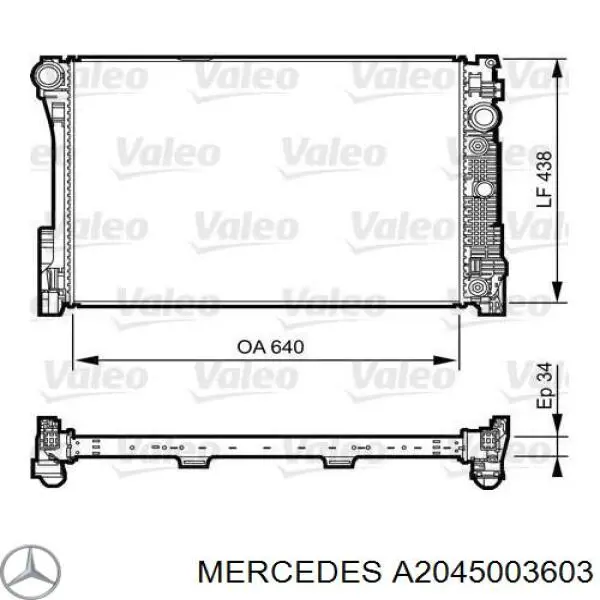 A2045003603 Mercedes Radiador de esfriamento de motor