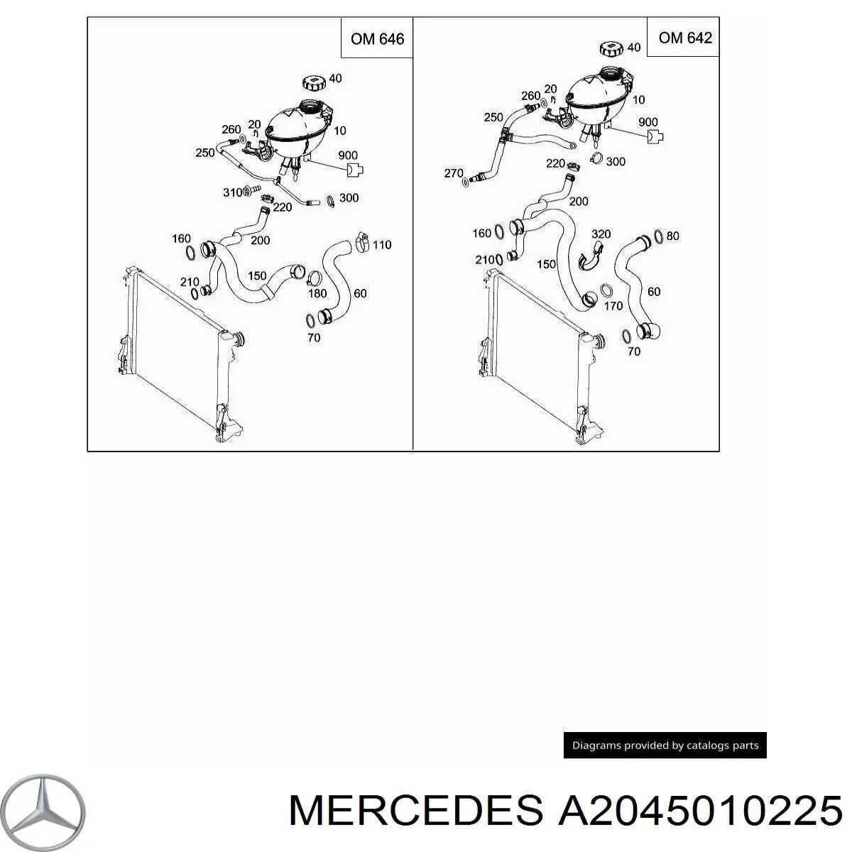 2045010225 Mercedes Mangueira (cano derivado) do sistema de esfriamento