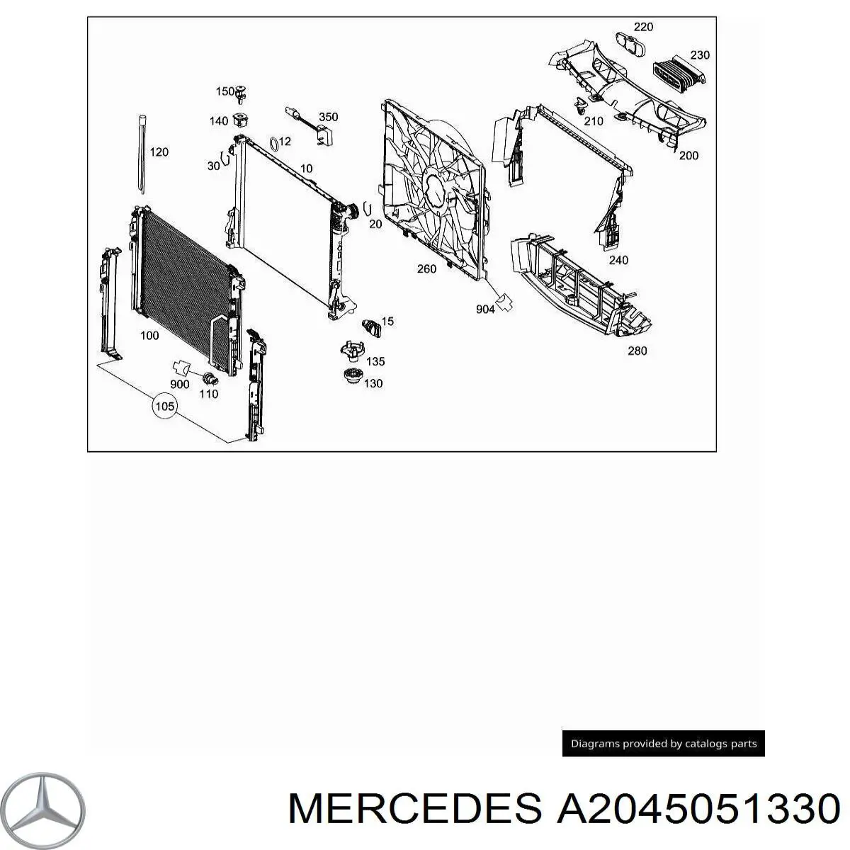 A2045052730 Mercedes Conduto de ar (defletor) inferior do radiador