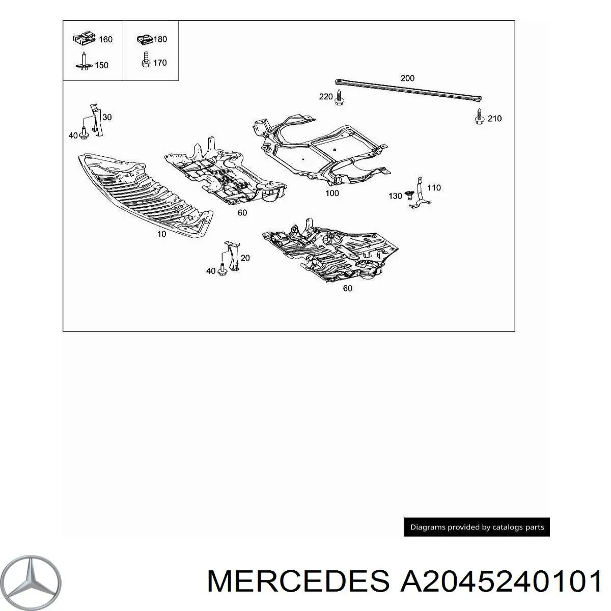 Proteção de motor, de panela (da seção de motor) Mercedes A2045240101 preço, a partir de 100,85 USD