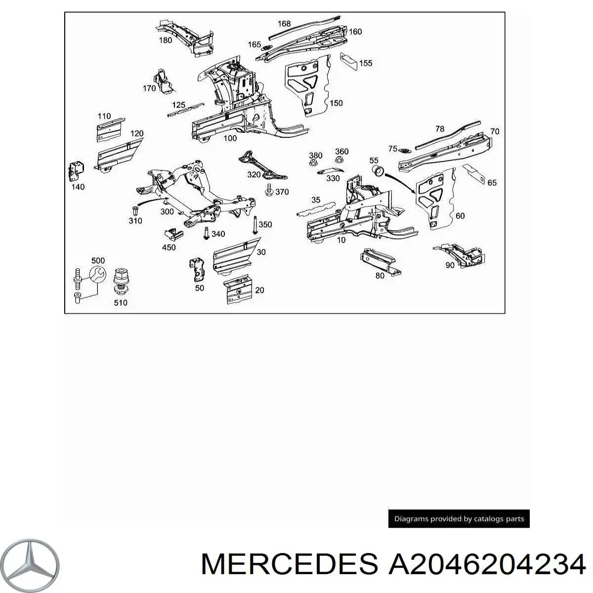 Longarina de chassi dianteira direita Mercedes A2046204234 preço, a partir de 1385,47 USD