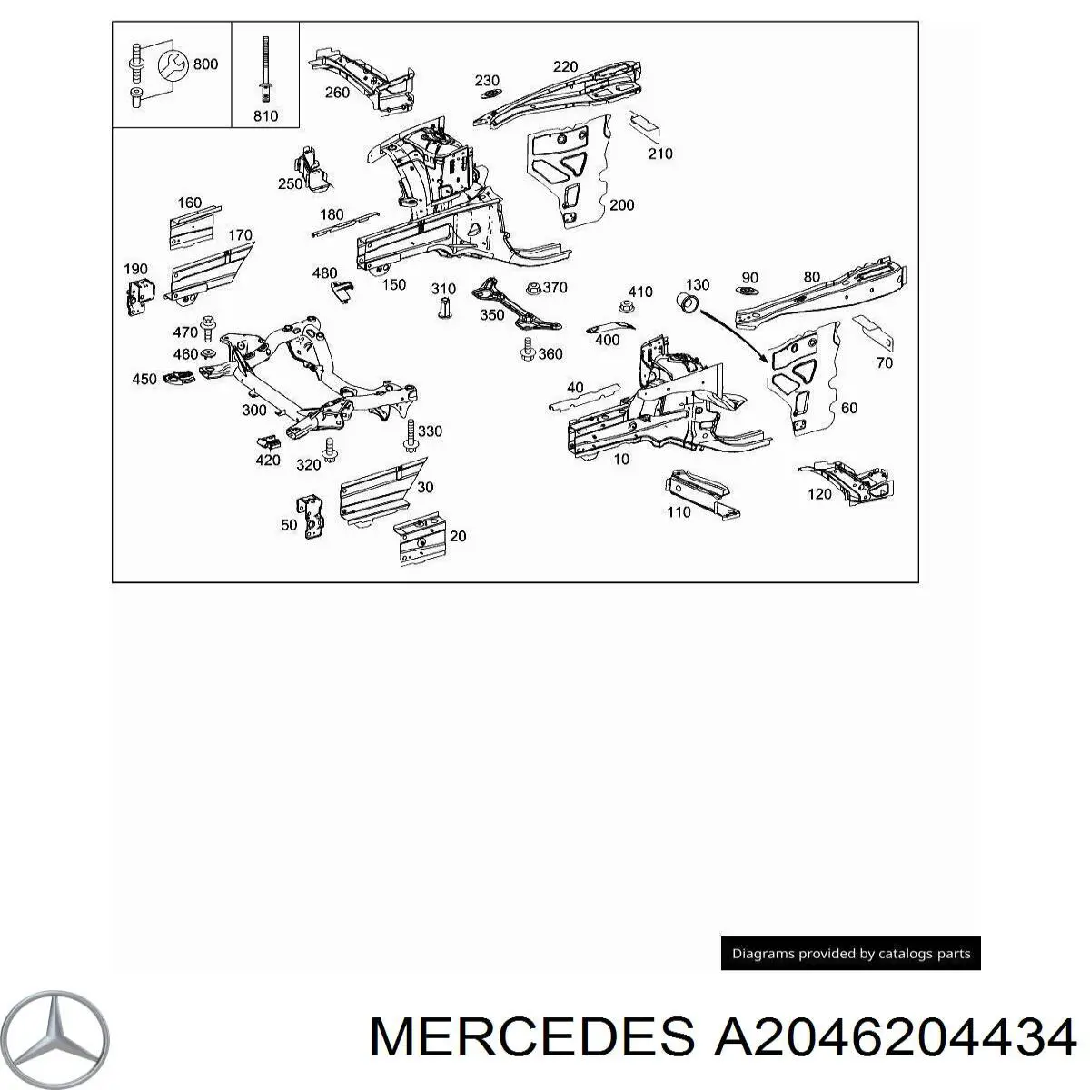 Longarina de chassi dianteira direita Mercedes A2046204434 preço, a partir de 1022,02 USD