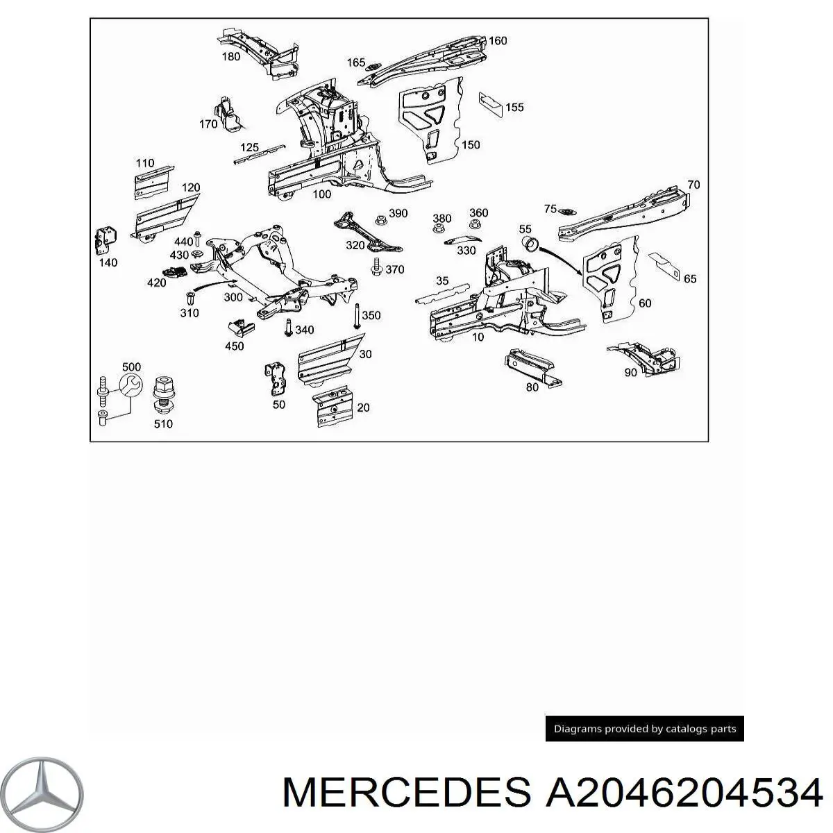 Longarina de chassi dianteira esquerda Mercedes A2046204534 preço, a partir de 1368,67 USD