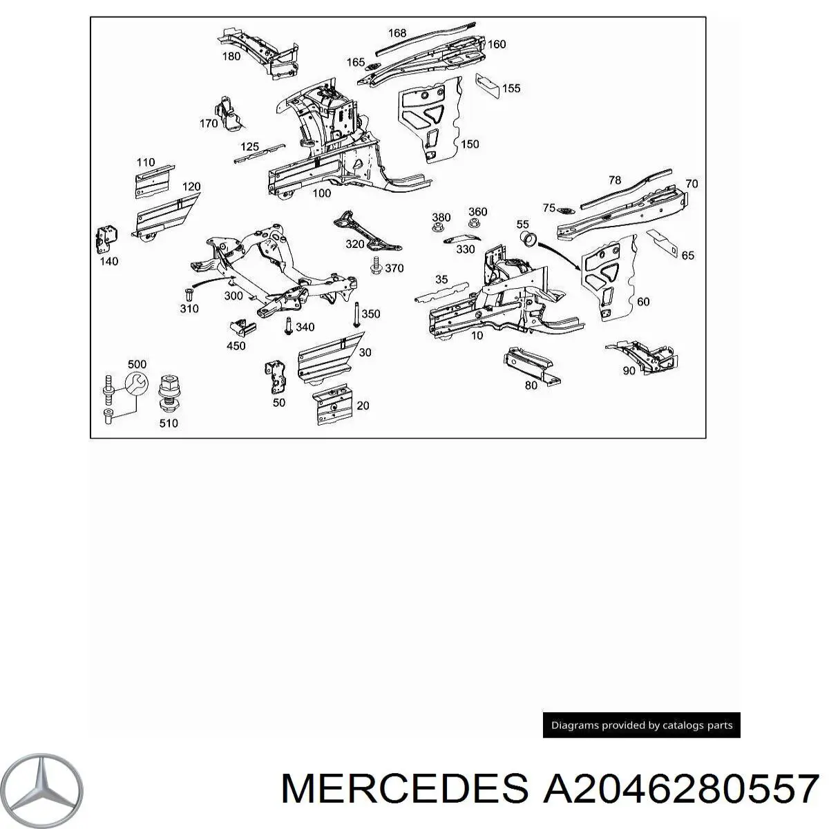 Compre A2046280557 Mercedes Viga de suspensão dianteira (plataforma veicular)