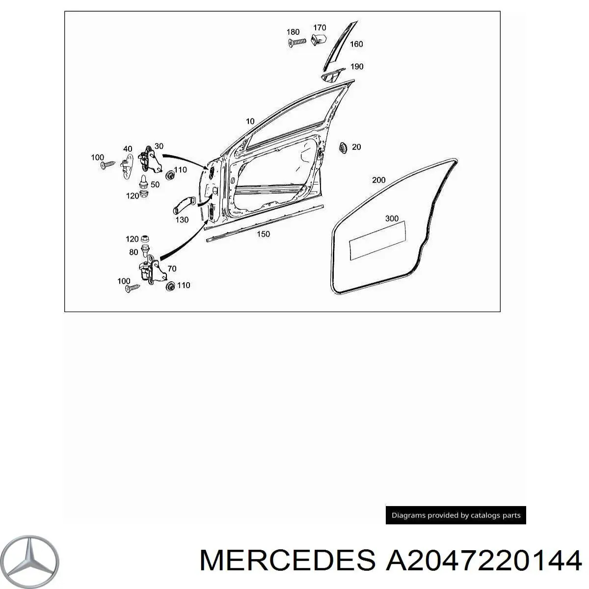 A2047220144 Mercedes Gozno da porta dianteira esquerda
