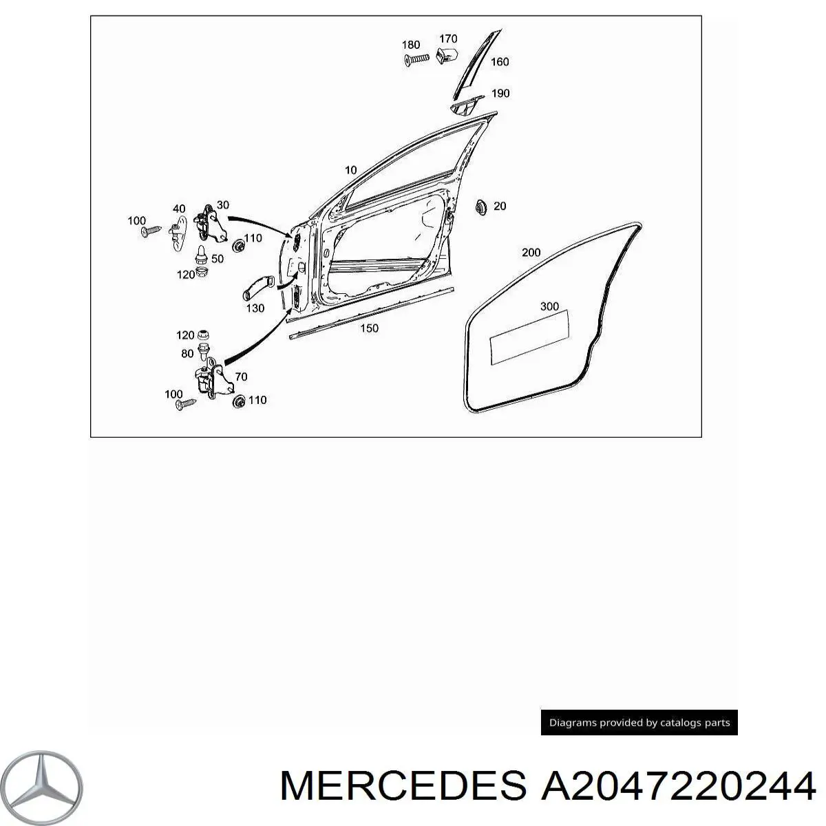 A2047220244 Mercedes Gozno da porta dianteira direita