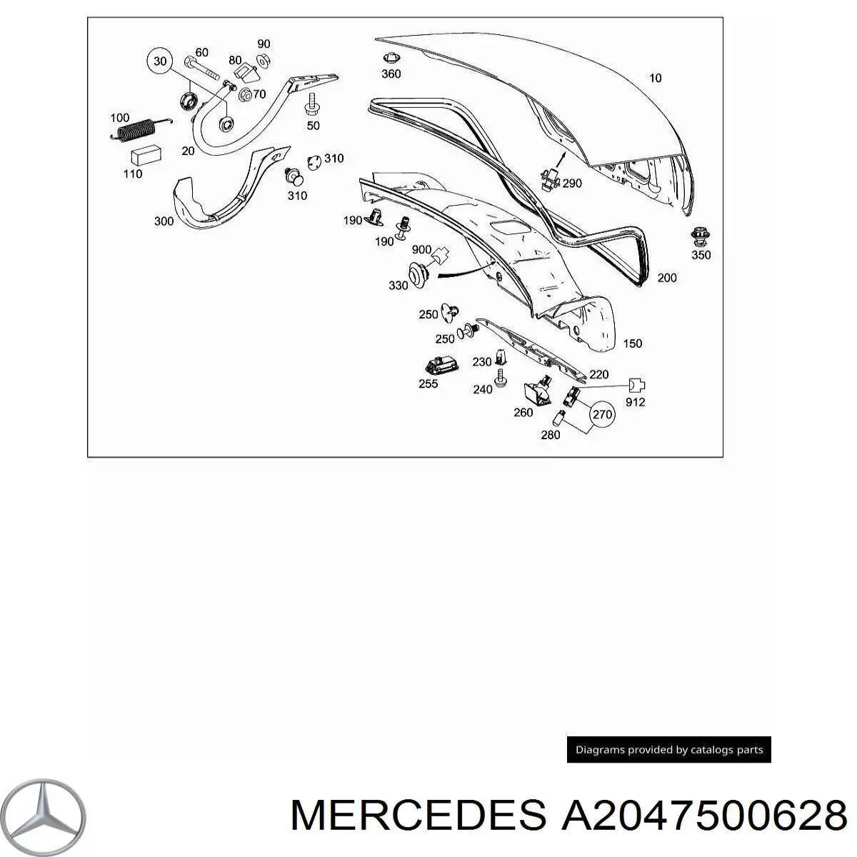 Gozno de tampa de porta-malas Mercedes A2047500628 preço, a partir de 418,43 USD