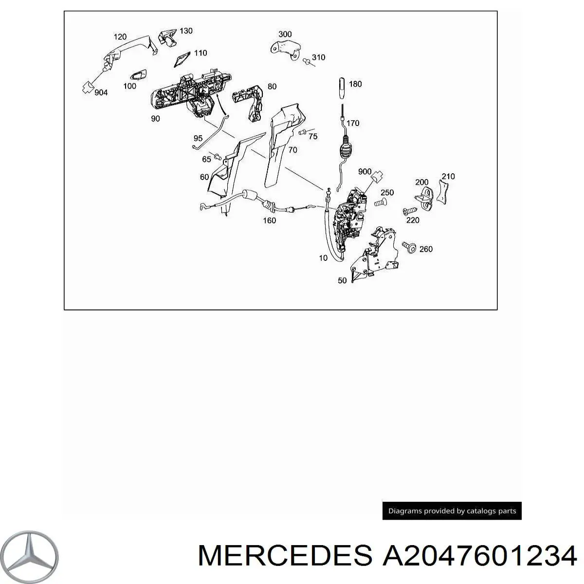 A2047601234 Mercedes Suporte de maçaneta externa da porta dianteira direita