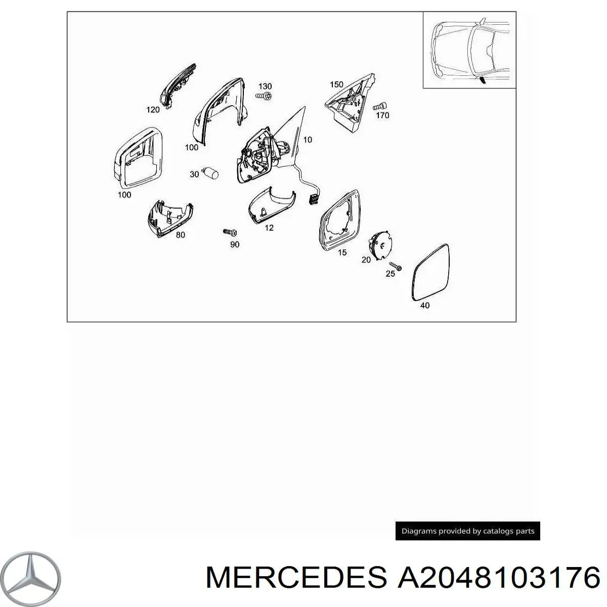 Espelho de retrovisão esquerdo Mercedes 2048103176 preço, a partir de 264,06 USD