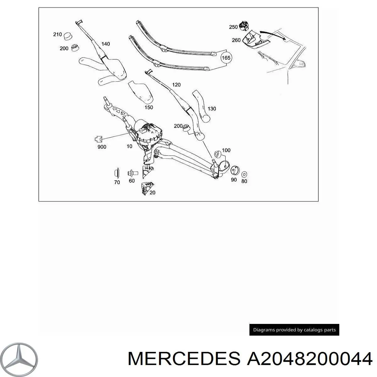 Compre A2048200044 Mercedes Braço de limpa-pára-brisas do pára-brisas