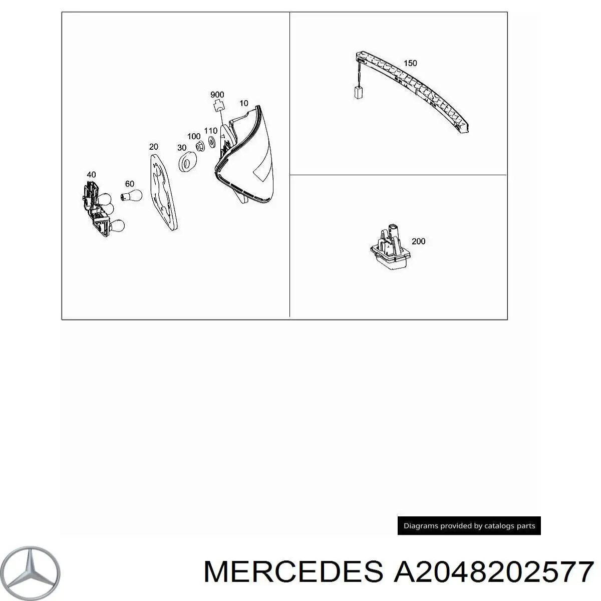 A2048202577 Mercedes Circuito de contato da luz traseira