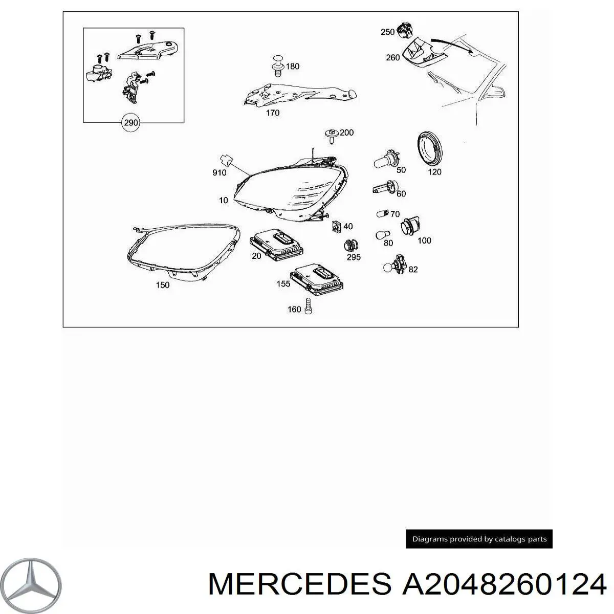 A2048260124 Mercedes Tampa da luz esquerda