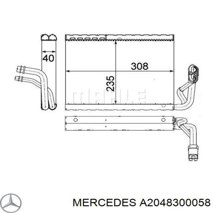 Vaporizador de aparelho de ar condicionado Mercedes A2048300058 preço, a partir de 95,34 USD