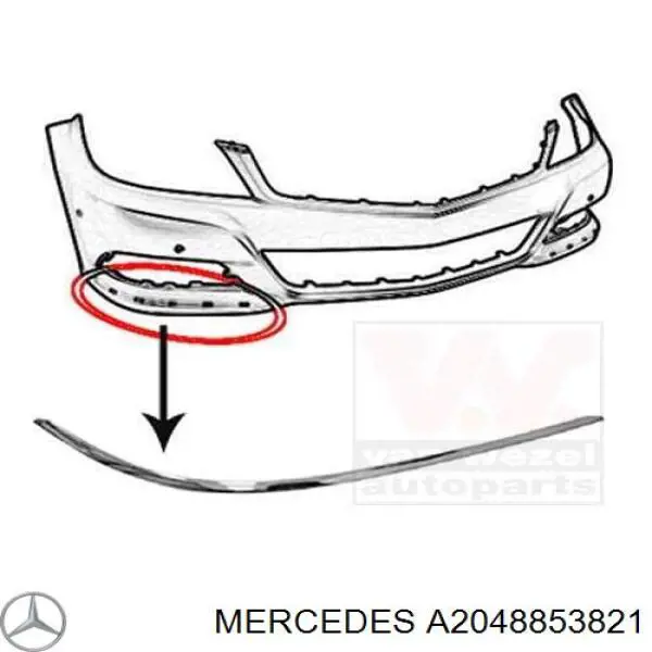 Moldura esquerda do pára-choque dianteiro Mercedes A2048853821 preço, a partir de 31,83 USD