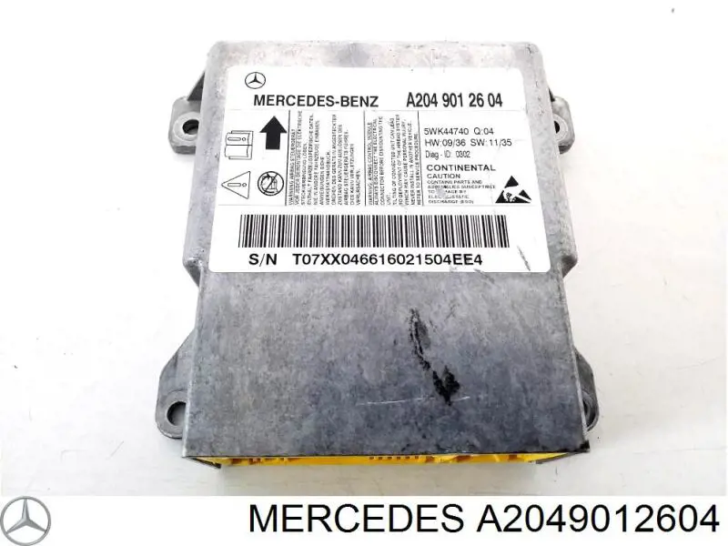 A2049012604 Mercedes Módulo processador de controlo da bolsa de ar (Centralina eletrônica AIRBAG)