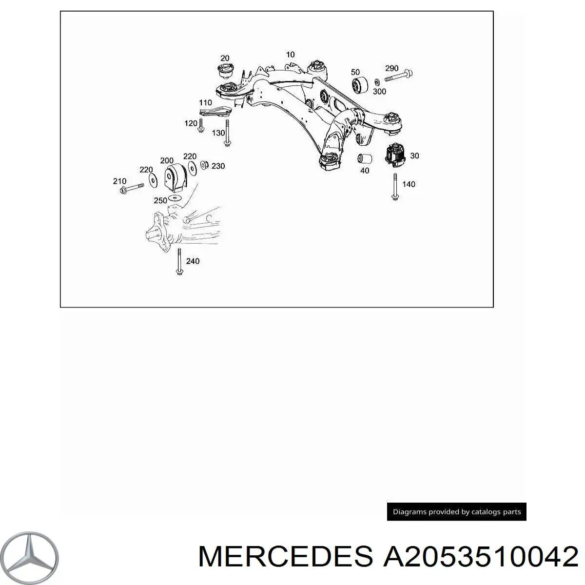 A2053510042 Mercedes Bloco silencioso de viga traseira (de plataforma veicular)