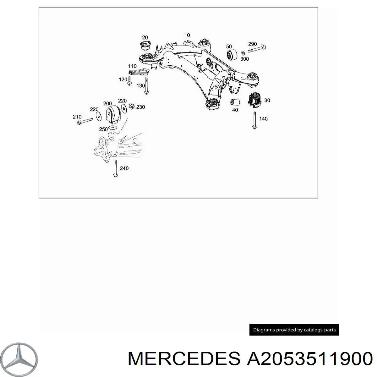 A2053511900 Mercedes Bloco silencioso de viga traseira (de plataforma veicular)