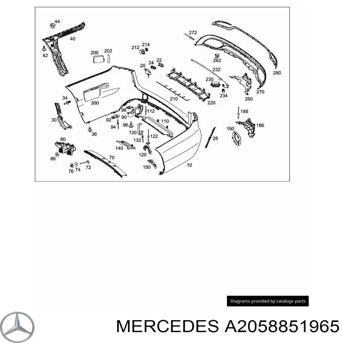A2058851965 Mercedes Consola esquerda do pára-choque traseiro
