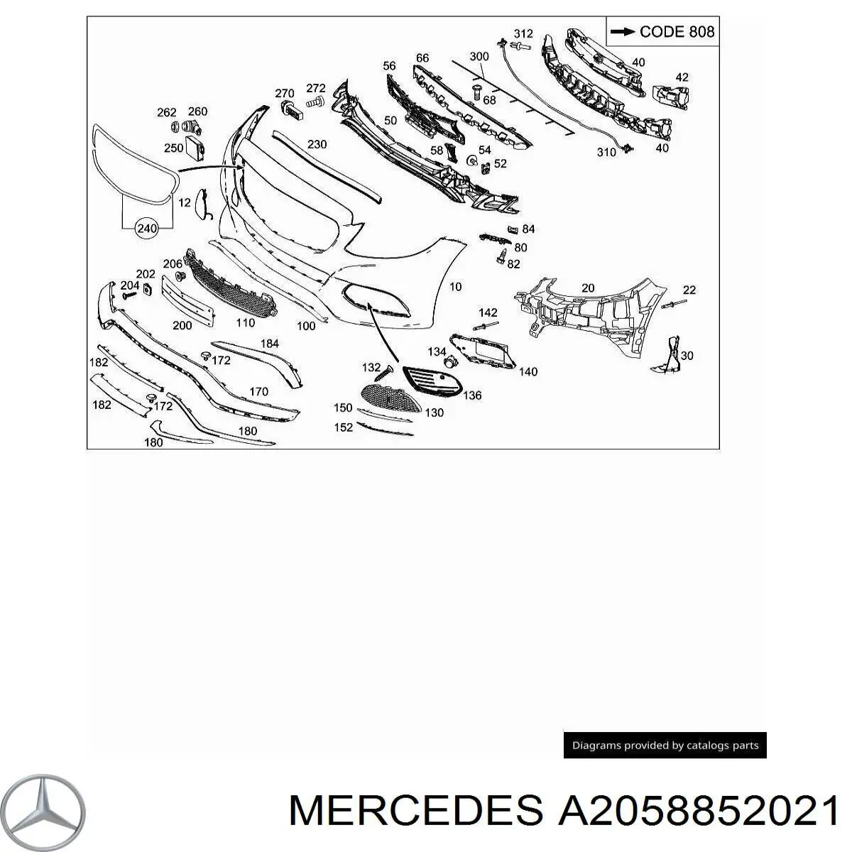 A2058852021 Mercedes Consola do pára-choque dianteiro esquerdo