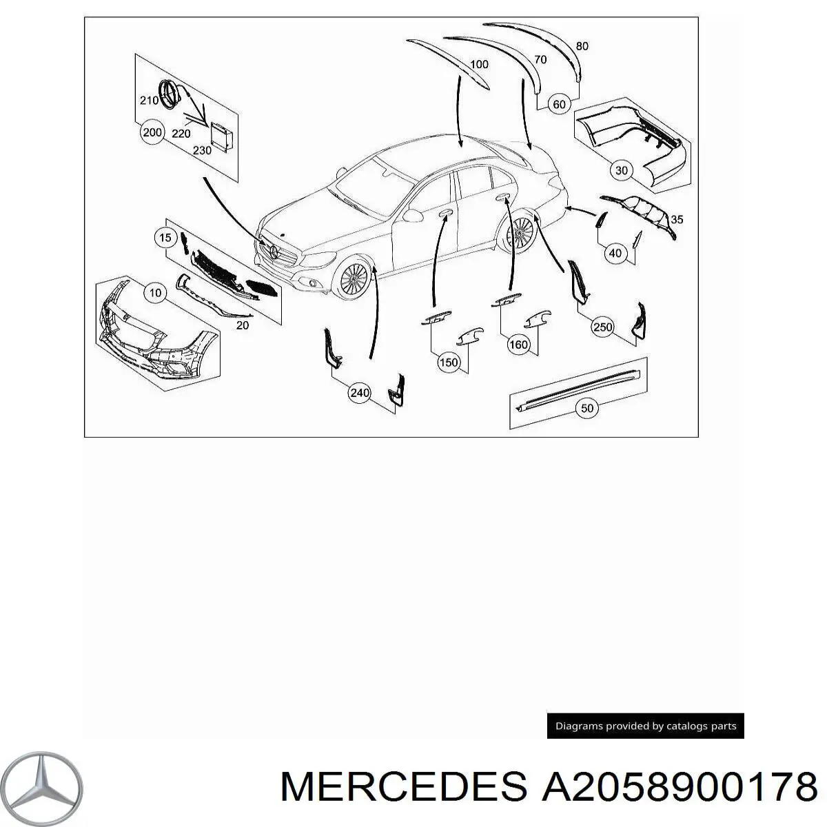 A2058900178 Mercedes Protetores de lama traseiros, kit
