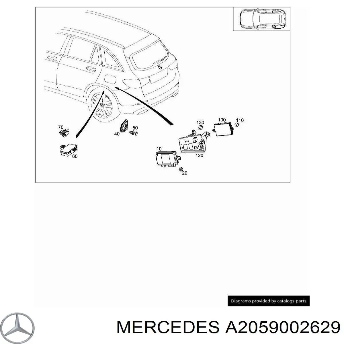 A2059002629 Mercedes Módulo de direção da câmara