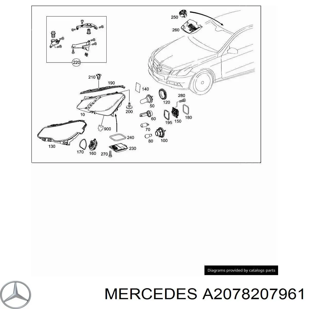 Luz esquerda Mercedes A207820796164 preço, a partir de 172,54 USD