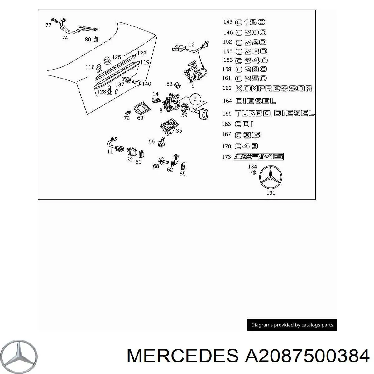Fecho de tampa de porta-malas (de 3ª/5ª porta traseira) Mercedes E  W210