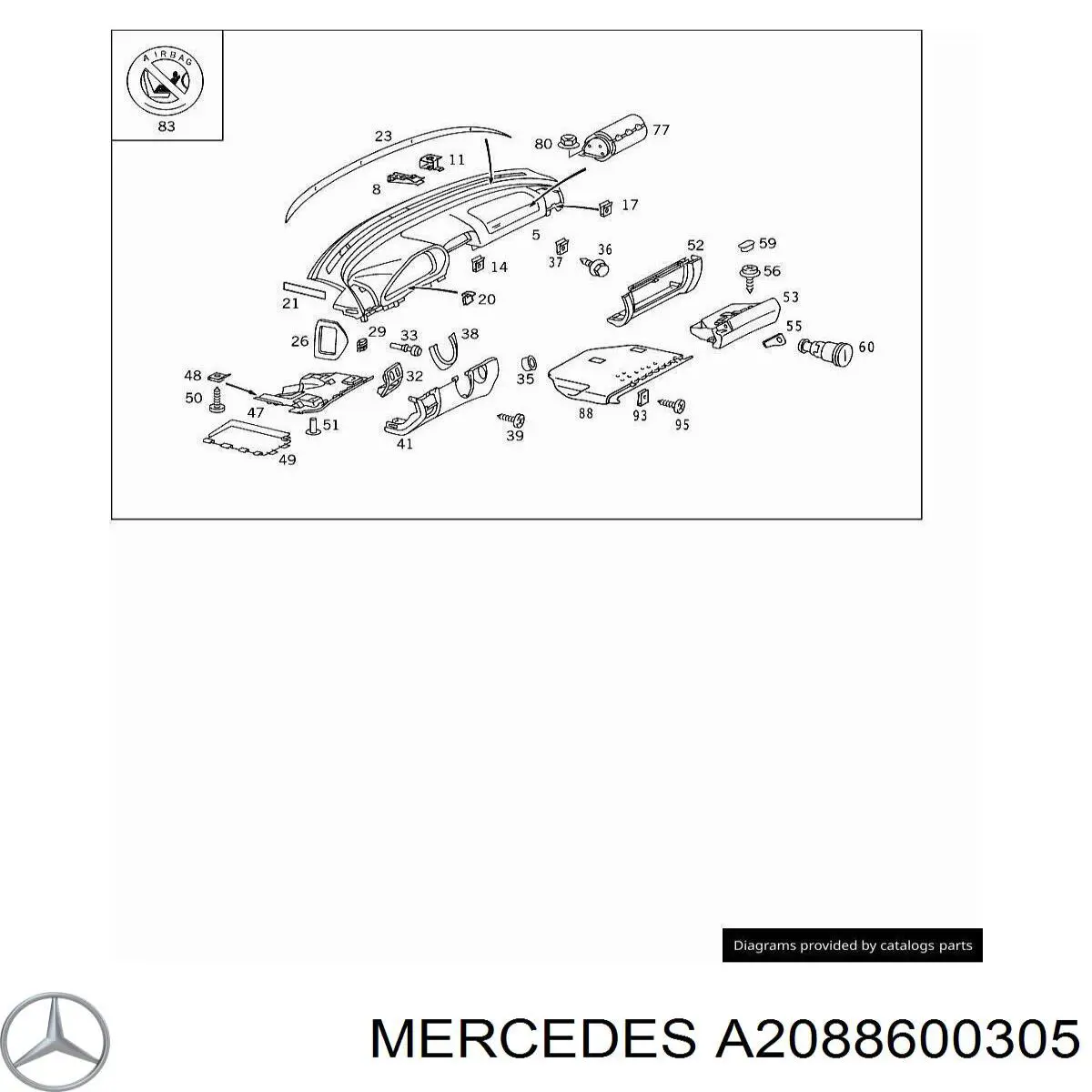 A2088600005 Mercedes Cinto de segurança (AIRBAG) de passageiro